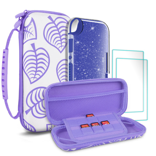 TIKOdirect Purple Leaf Carrying Case for Switch lite