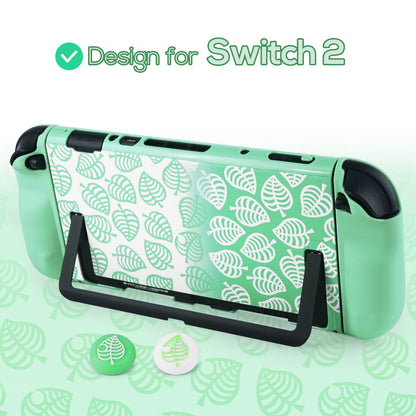 TIKOdirect Dockable Protective Case for Switch 2 (2025), Slim Hard PC Shell Cover with Detachable Joy-Con Cover, Anti-Scratch, Anti-Fingerprint, with 2 Thumb Grip Caps, Green