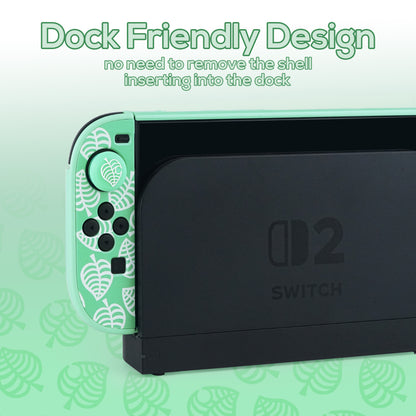 TIKOdirect Dockable Protective Case for Switch 2 (2025), Slim Hard PC Shell Cover with Detachable Joy-Con Cover, Anti-Scratch, Anti-Fingerprint, with 2 Thumb Grip Caps, Green