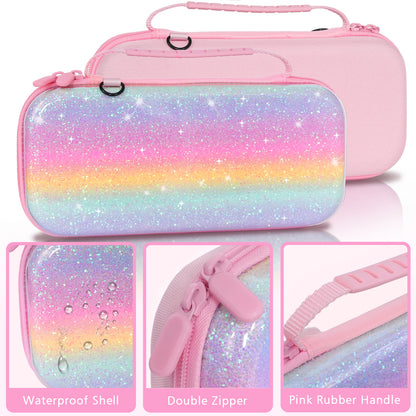 TIKOdirect Glitter Rainbow Pink Carrying Case for Switch 2(2025)/ Switch/ OLED
