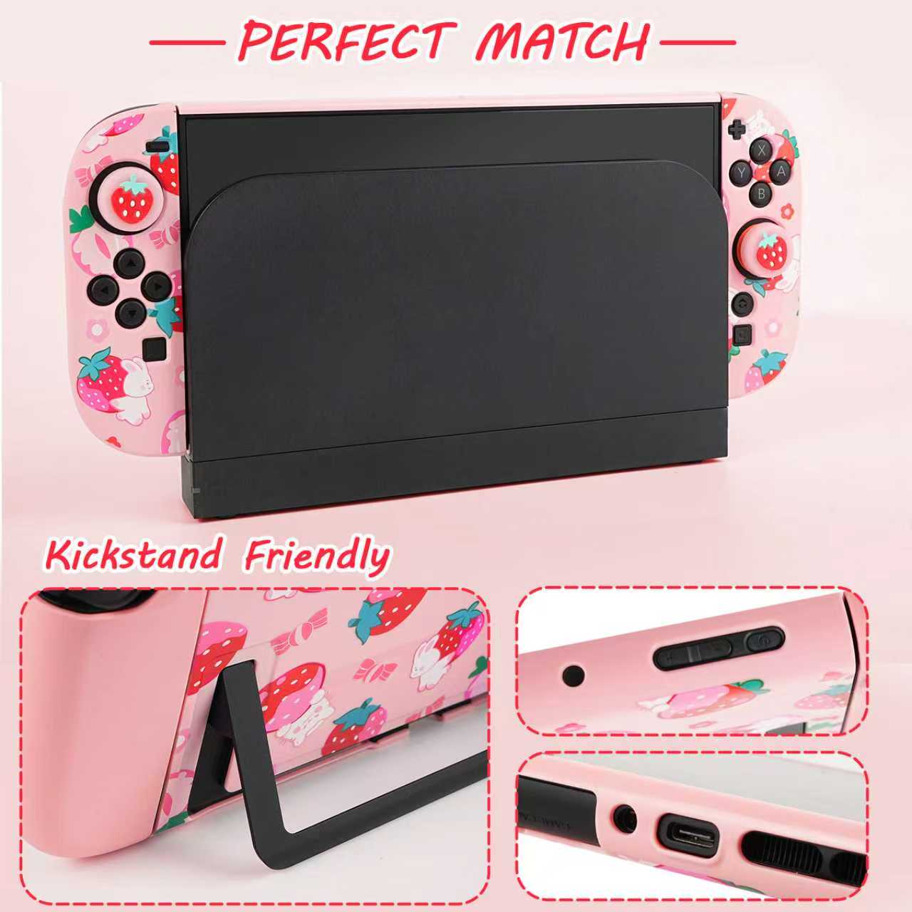 TIKOdirect Carrying Case for Switch 2 (2025), Cute Portable Bag Accessories with Soft Protective Case, Screen Protectors and 2 Thumb Grip caps, Game Card Case 7in1, Pink Rabbit