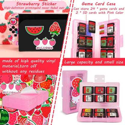 TIKOdirect Carrying Case for Switch 2 (2025), Cute Portable Bag Accessories with Soft Protective Case, Screen Protectors and 2 Thumb Grip caps, Game Card Case 7in1, Pink Rabbit