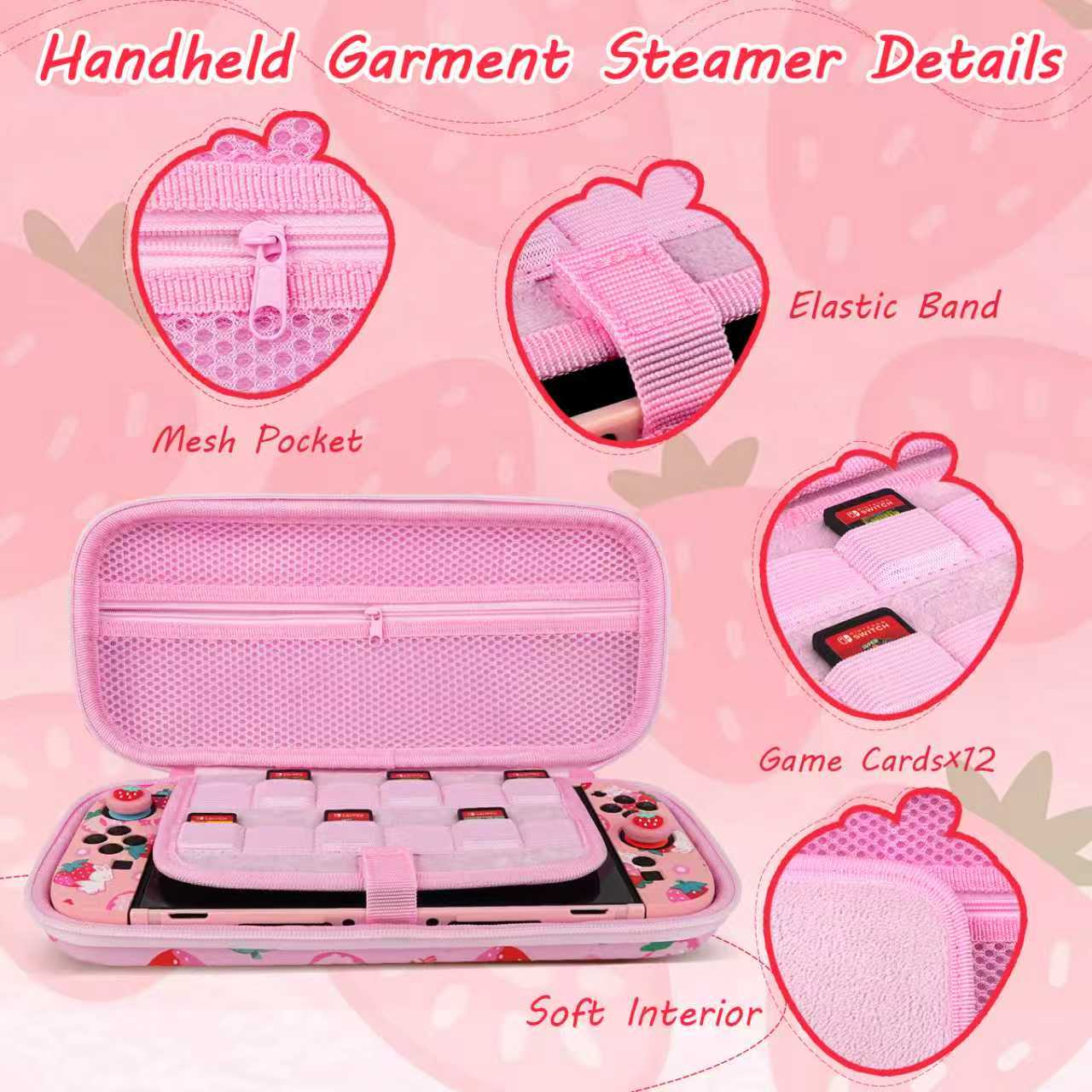 TIKOdirect Carrying Case for Switch 2 (2025), Cute Portable Bag Accessories with Soft Protective Case, Screen Protectors and 2 Thumb Grip caps, Game Card Case 7in1, Pink Rabbit